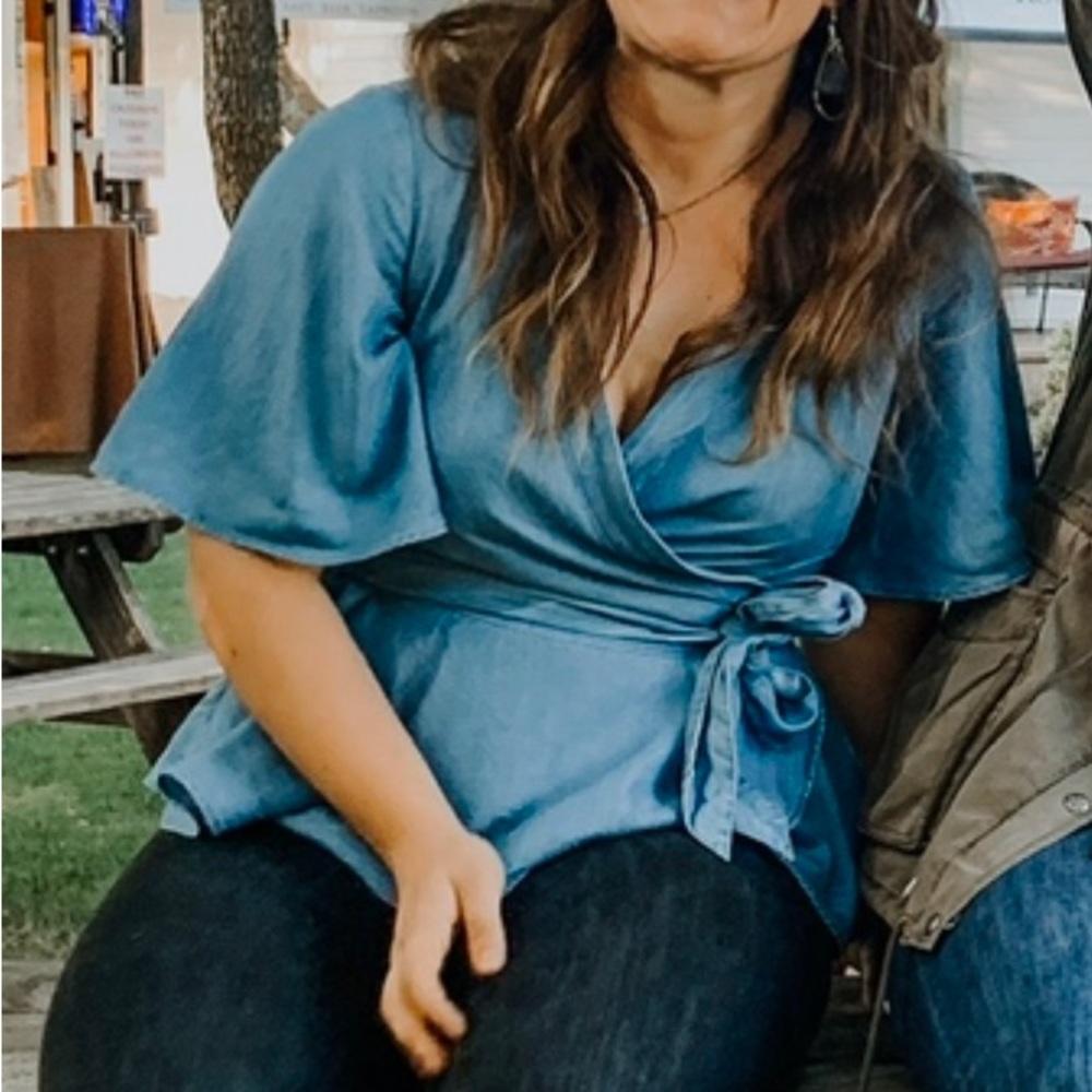 Loft Chambray Wrap Top